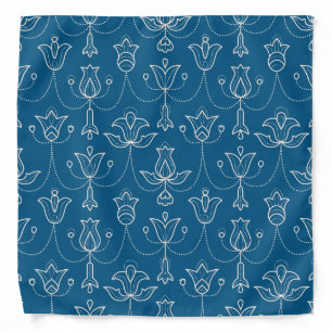 Blue bandana with white floral pattern