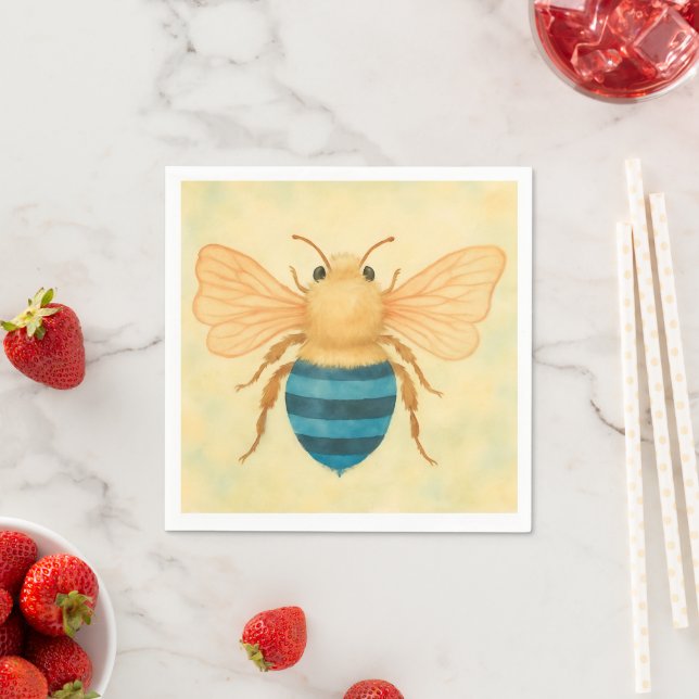 Blue banded bee napkin (Insitu)