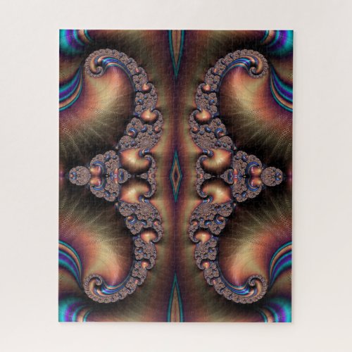 Blue Banded Golden Escargot Fractal Abstract Jigsaw Puzzle