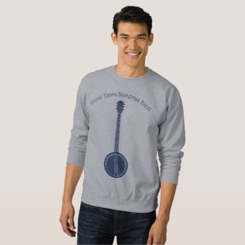 Blue Banjo Graphic Custom Text Sweatshirt