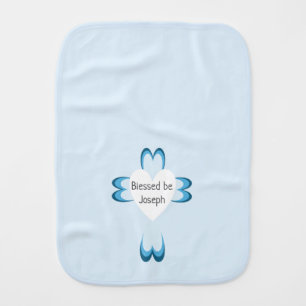 Blue Baptism Baby Burp Cloth for Boys