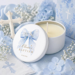 Blue Baptism Boy Mini Candle Favors