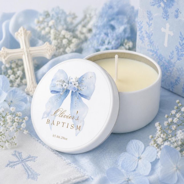 Blue Baptism Boy  Mini Candle Favors (Creator Uploaded)