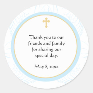 Blue Baptism/Christening Favor Sticker