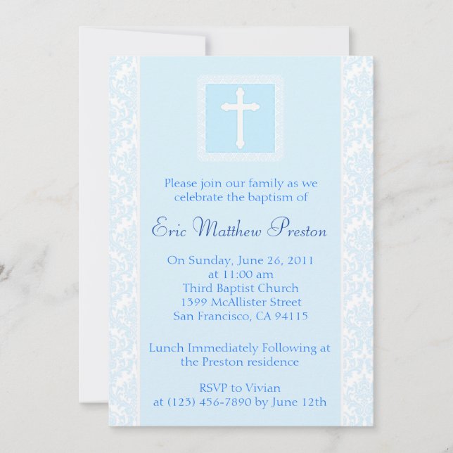 Blue Baptism/Christening Invitation (Front)