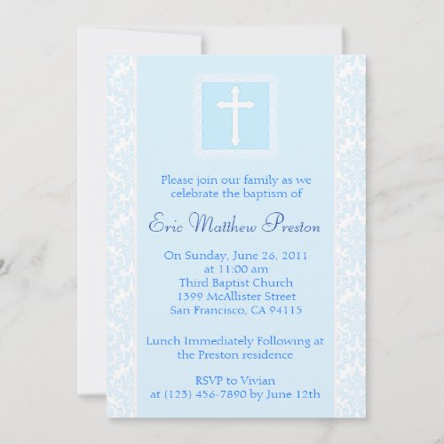 Blue Baptism/Christening Invitation