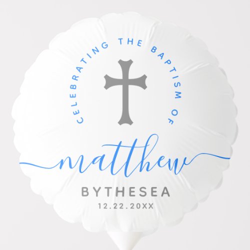 Blue Baptism Christening Naming Cross Balloon