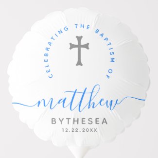 Blue Baptism Christening Naming Cross Balloon