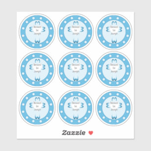 Blue Baptism Favor Sticker for Boys