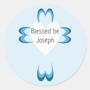 Blue Baptism Favor Sticker for Boys