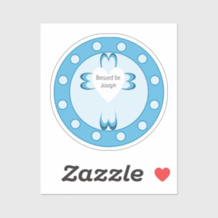 Blue Baptism Favor Sticker for Boys