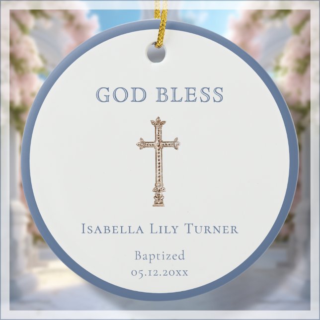 Blue | Baptism Keepsake Ceramic Ornament (Creator Uploaded)
