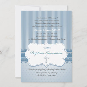 Blue Baptism Religious Invitation