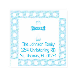 Blue Baptism Self-Inking Return Address Stamp
