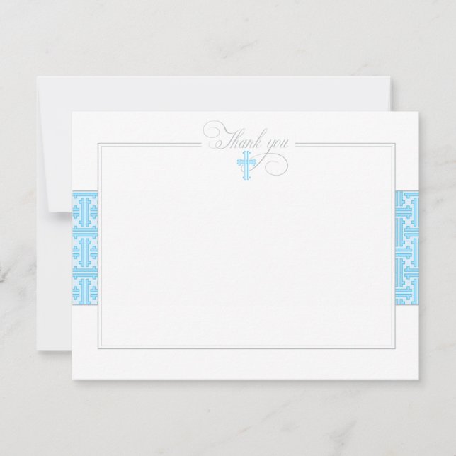 Blue Baptismal Flat Thank You Note (Front)