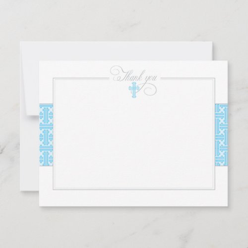 Blue Baptismal Flat Thank You Note Invitations