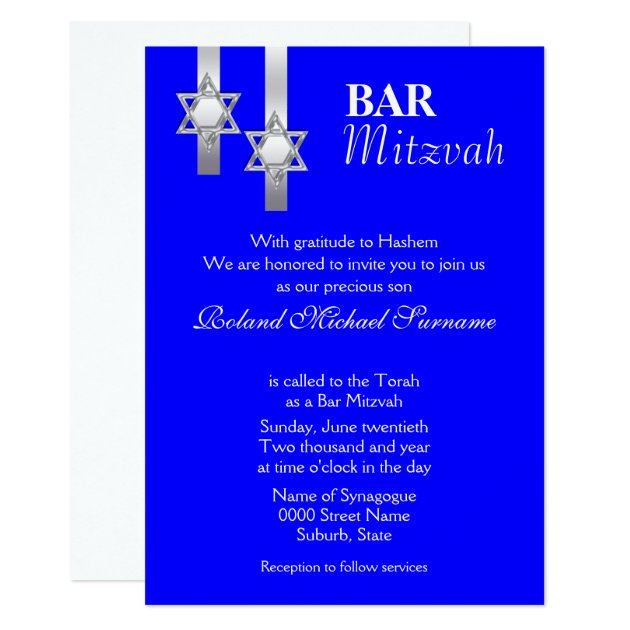 Blue Bar Mitzvah Celebrations Invitation