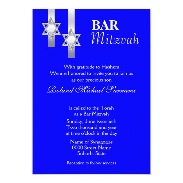 Blue Bar Mitzvah Celebrations Invitation