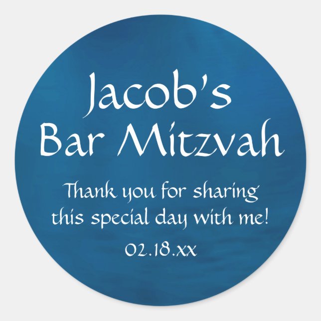 Blue Bar Mitzvah Classic Round Sticker (Front)