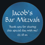 Blue Bar Mitzvah Classic Round Sticker<br><div class="desc">Dark navy blue Bar Mitzvah stickers.</div>