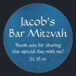Blue Bar Mitzvah Classic Round Sticker<br><div class="desc">Dark navy blue Bar Mitzvah stickers.</div>
