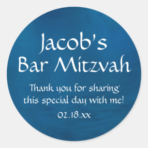 Blue Bar Mitzvah Classic Round Sticker