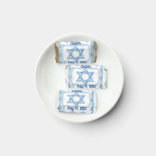 Blue Bar Mitzvah Hersheys Miniature Candy bar wrap Hershey's Miniatures (Plate)