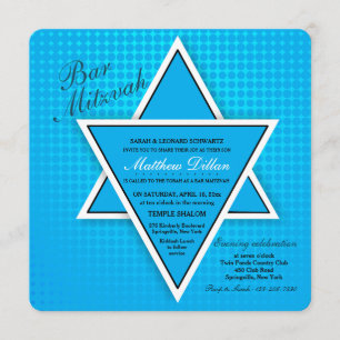 Blue Bar Mitzvah Invitation