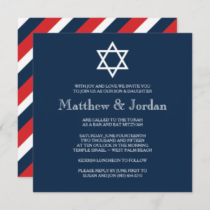 Blue Bar Mitzvah Party Invitation