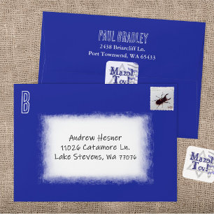 Blue Bar Mitzvah Pre-addressed Envelope