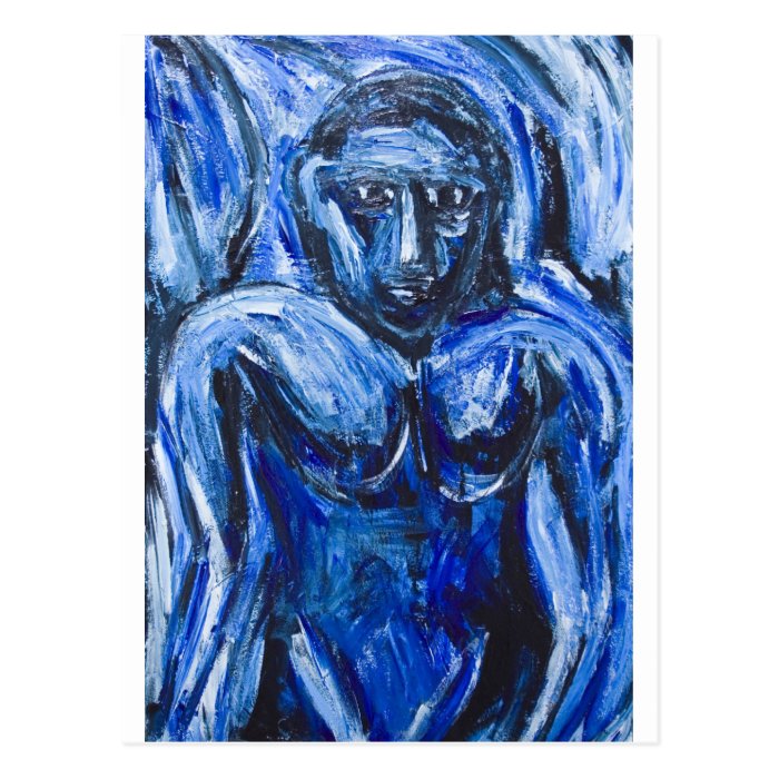 Blue Barbarous Woman(expressionism portrait) Postcards