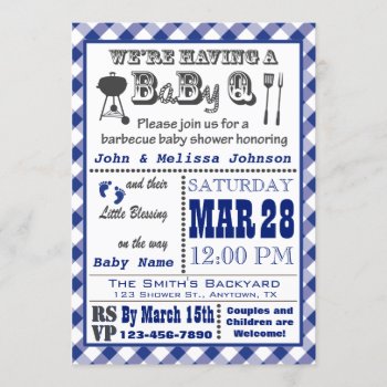 Blue Barbecue Babyq Baby Shower Invitation by aaronsgraphics at Zazzle