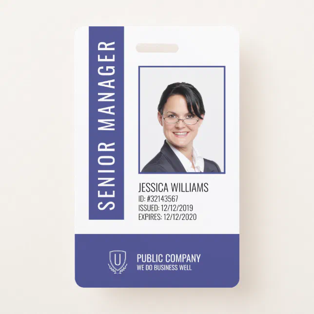 Blue Barcode Staff Employee ID Badge | Zazzle