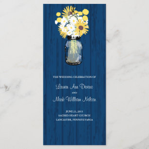 Blue Barn Mason Jar Sunflower Wedding Program