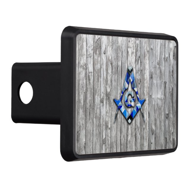 Blue Barn Quilt Square Compass Hitch Cover (Right)