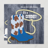 Blue Barn Wood Cowboy Baby Shower Invitation (Front/Back)