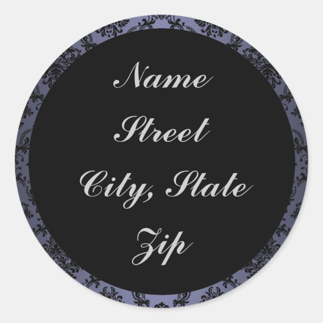 Blue Baroque Black Lace Address Labels (Front)