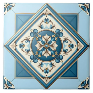 Blue Baroque Mediterranean Ceramic Tile