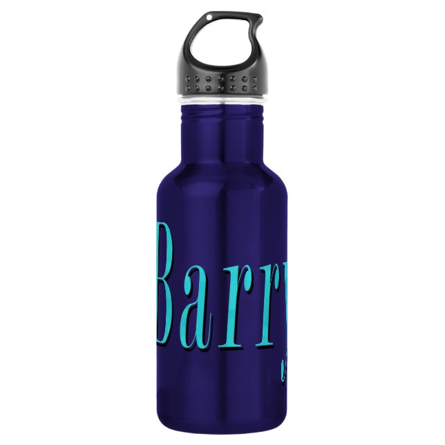Blue Barry Name  Logo, Water Bottle (Front)