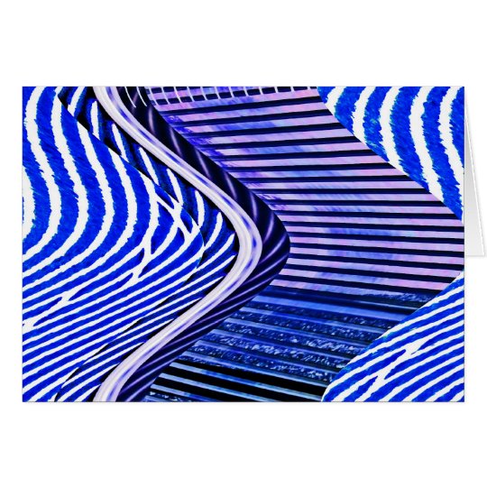 Blue Bars Twist Abstract Art Pattern Card