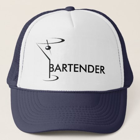 Blue Bartending Cocktail Or Bartender Trucker Hat