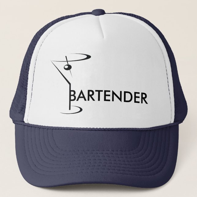 Blue Bartending Cocktail or Bartender Trucker Hat (Front)