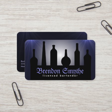 Blue Bartending Services Bartender Business Cards