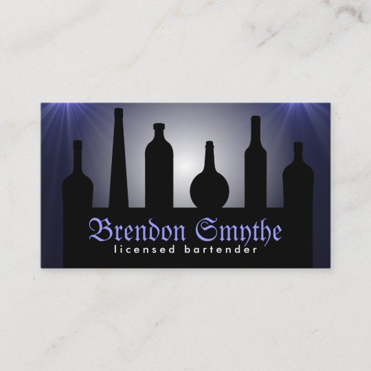 Blue Bartending Services Bartender Business Cards