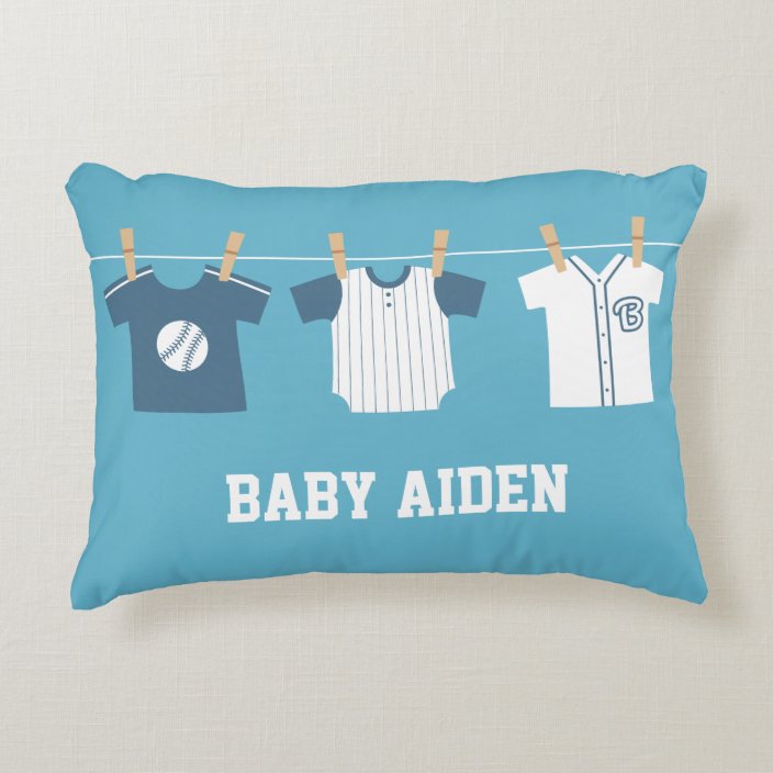 Blue Baseball Baby Boy Nursery Decor Pillow Zazzle Baseball Baby Boy Nursery Decor Pillow