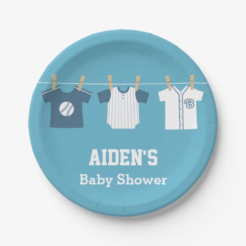 Blue Baseball Baby Boy Shower Supplies Paper Plates