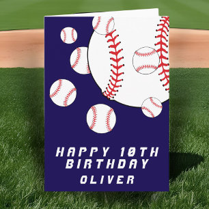 Blue Baseball Balls Kids Boy Happy Birthday Card