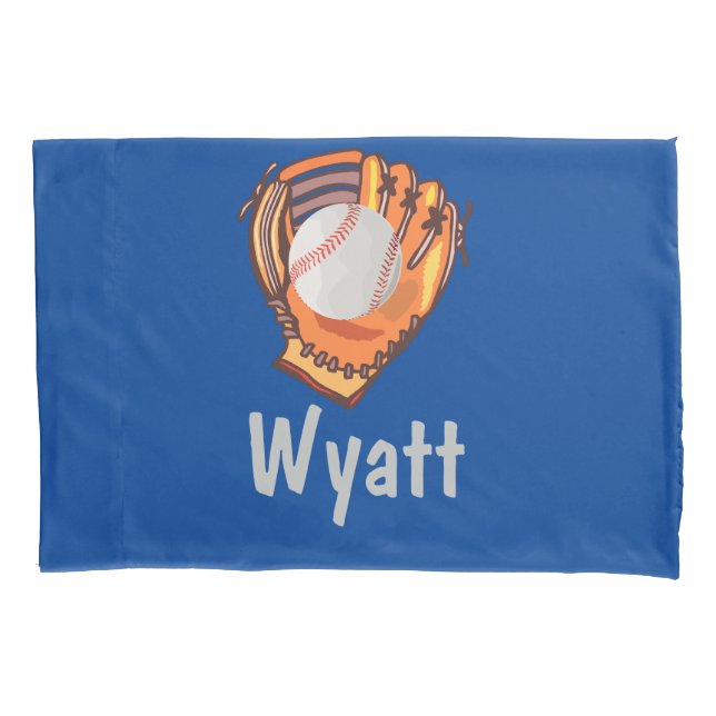Blue Baseball Bedtime Prayer Personalized Pillow Case (Front)