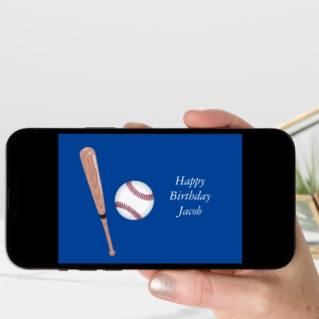 Blue Baseball Birthday Card (Front Digital)