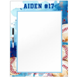 Blue Baseball Custom Name Dry Erase Board